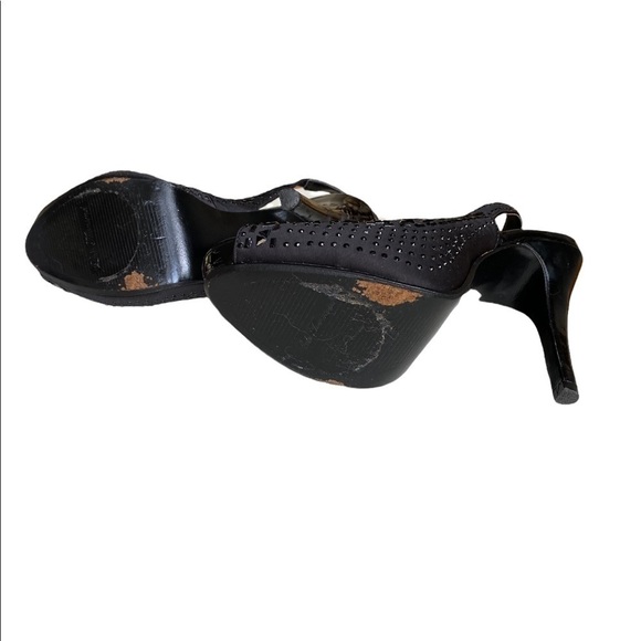 Lulu Townsend Black Upper Leather Black Rhinestone Covered Heels Pumps Size 8.5 - Picture 6 of 14